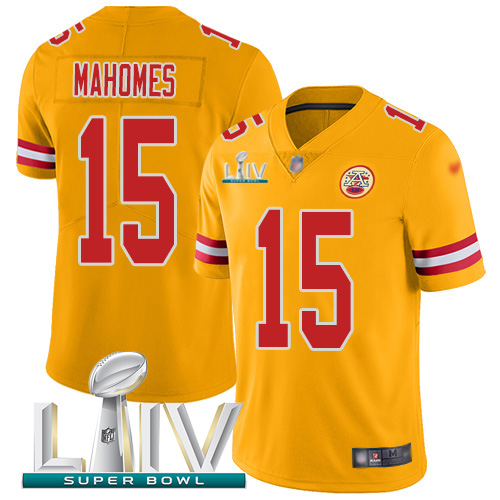 Kansas City Chiefs Nike #15 Patrick Mahomes Gold Super Bowl LIV 2020 Youth Stitched NFL Limited Inverted Legend Jersey->kansas city chiefs->NFL Jersey